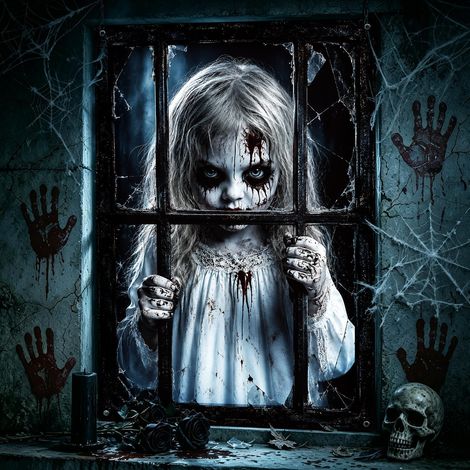 Halloween Outdoor Indoor Decoration – Scary Window Decoration Halloween 80 x 120 cm Horror Halloween Curtain Decoration for Windows, Doors, Walls and Parties (1/5)