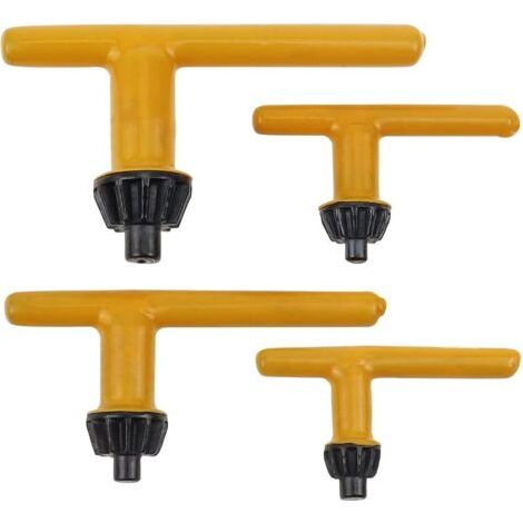4 Pièces Clés à Mandrin pour Perceuse Électrique en Acier Jaune de 6mm 10mm 13mm 16mm Clé de Mandrin Universelle Clé de Perceuse Universelle en Forme de T pour Serrage de Perceuse