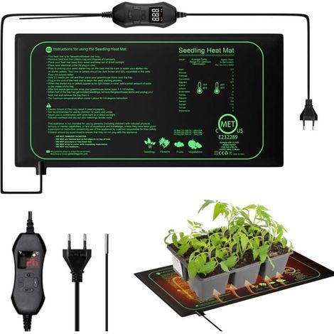 Tapis Chauffant Plante, 20 x 10 in Tapis Chauffant Semis avec Thermostat, 50W Imperméable Tapis Chauffant pour Plantes, Réglable en Temps Tapis Chauffant pour Semis, Animaux, Germination (1/4)