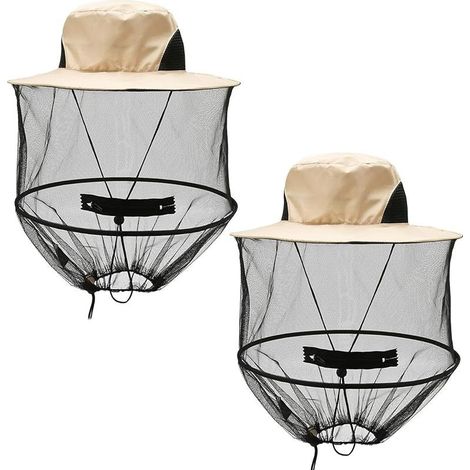 Chapeau Anti Moustique Chapeau Pliable Moustiquaire Tête Midges pour Apiculteur Extérieur, Randonnée, Camping, Pêche, Jardin (Beige) (1/5)