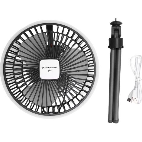 Ventilateur Camping Trépied – Lampe Torche – USB Rechargeable – Tente, Maison, Extérieur (1/5)