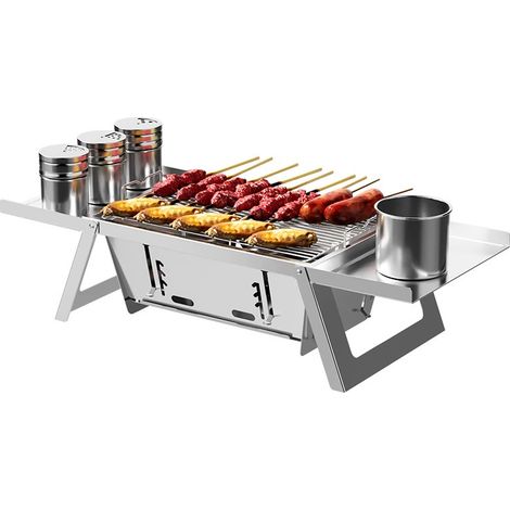 Mini portable pliant barbecue au feu de carbone petit barbecue de table avec réglage de la puissance de feu à 4 vitesses pour barbecue de camping pour jardin, terrasse, pique - nique, voyage et activi (1/5)