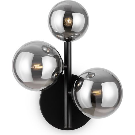 Applique noire 3 globes verre fumé Maytoni Dallas MOD545 (1/3)