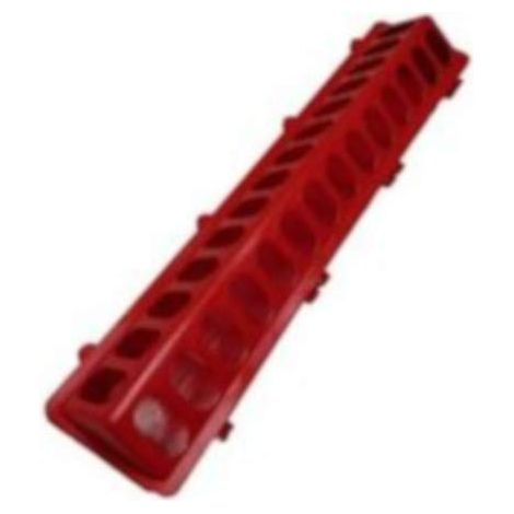 Alimentateur rouge avec des trous pour nourrir des poussins (50 cm)