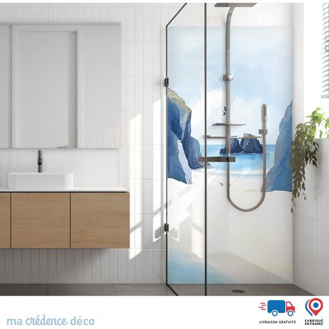 Panneau de douche : Aquarelle et côte bretonne 3 - Alu composite - 90 - 245 (1/3)