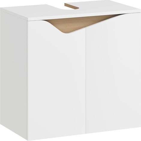 Weißer Waschbecken-Unterschrank für Bad 60 x 35 x 57,9 cm mit Soft-Close-Türen (1/4)