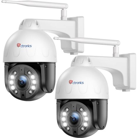 Lot de 2 Caméra Surveillance Ctronics 4K 8MP Extérieure 5X Zoom Optique, Caméra IP WiFi 2,4/5 GHz Détection Humain/Véhicule/Animaux Suivi Auto Vision Nocturne Couleur 50m Audio Bidirectionnel Métal (1/5)