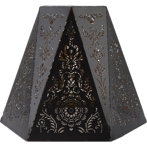 Abat-jour Scandinave Moderne Hexagonal en Fer Forgé Sculpté, Décoration de Table de Chevet et Chambre, Douille E27 E26 (1/5)