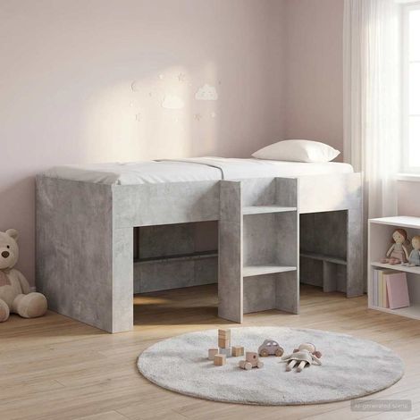 vidaXL Hochbett für Kinder Betongrau 80 x 160 cm Holzwerkstoff (1/5)