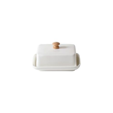 Beurrier en céramique blanche avec couvercle pour la conservation (1/5)