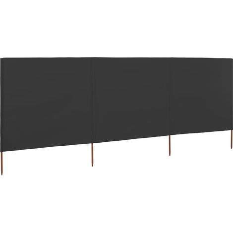 Paravent 3 panneaux Tissu 400 x 80 cm Anthracite