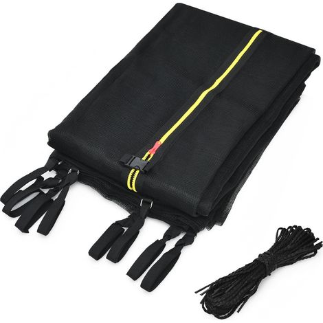Rete di sicurezza rotonda per trampolino da 366 cm con 8 pali doppia cerniera e fibbie di sicurezza per uso esterno in PE nero 200019311