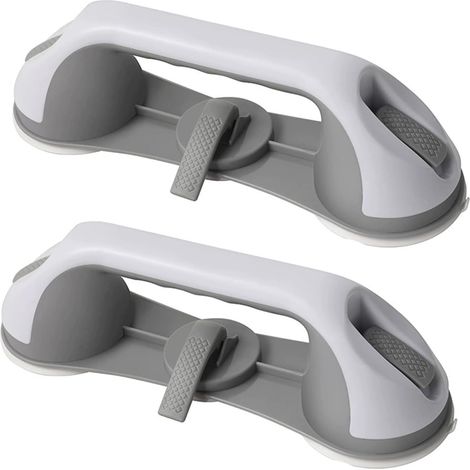 poignées de douche à ventouses, poignées de sécurité pour salle de bain, amovibles sans perçage, barre d'appui pour douche et toilettes pour personnes âgées, personnes handicapées et enfants (blanc + (1/5)