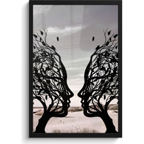 AFFICHE ENCADRÉE Plage - Mer - Personnes - Arbre - Art moderne Cadre Décoration Murale 40x60 (1/5)