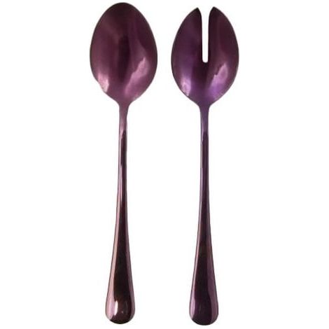 Couverts à salade en acier inoxydable violet design contemporain 35,5 x 0,1 x 25 cm - PANGIVO (1/3)