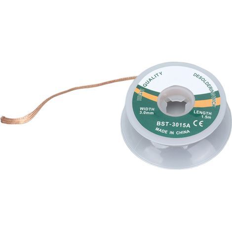 Mèche à dessouder, tressage à aspiration de soudure, pas propre et à faible résidu, pour composants électroniques précis (3 mm (3015A). (1/5)