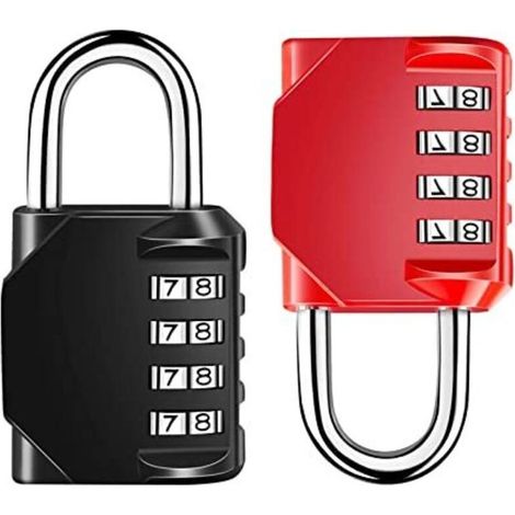 Cadenas Code,2 Pièces cadenas 4 Chiffres Cadenas Code Alliage de Zinc Cadenas Casier Robuste et Sûr Cadenas Valise Cadenas Code Pour Dortoir Gymnase (Rouge et Noir) (1/5)