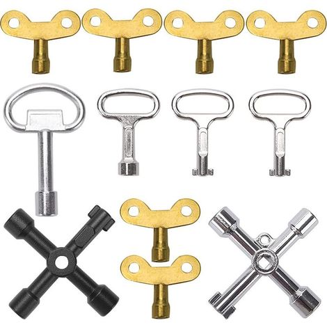 12 Pièces Triangulaire, Voie Utilitaire Multifonction, Clé de Purge Radiateur, Outils Compteur Électrique Gaz (1/5)