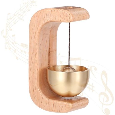 Sonnette en bois, sonnette magnétique (sans perçage), carillon éolien avec cloche en laiton, sonnette d'entrée pour commerce, bureau, maison, jardin (1/5)