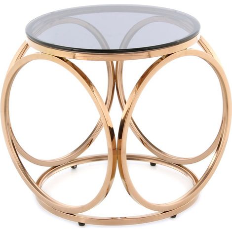 Tavolino da salotto Whitney in oro rosa e vetro grigio (1/3)