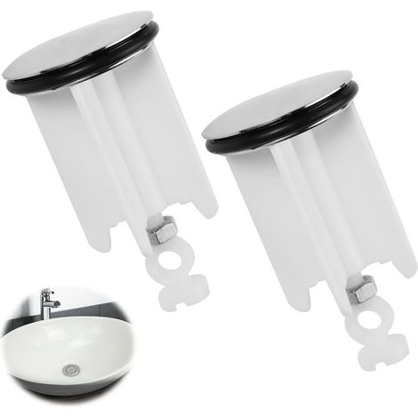 2-teiliges Spülbeckenstöpsel-Set, Waschbeckenstöpsel für Badezimmer, universeller weißer Spülbeckenstöpsel, verstellbarer weißer Abflussstöpsel, kompatibel mit Küchen- und Badezimmerspülen (1/5)