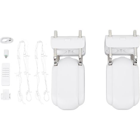 Lot de 2 Moteurs Intelligents pour Rideaux, Ouverture Automatique par Application, Minuterie, Compatible Assistant Google, Tringle Motorisée Sans Fil (1/5)