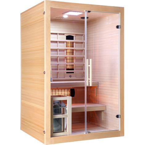 Bagno Italia Sauna 130x120 cm infrarossi e finlandese combinata piastre full spectrum e stufa (1/5)