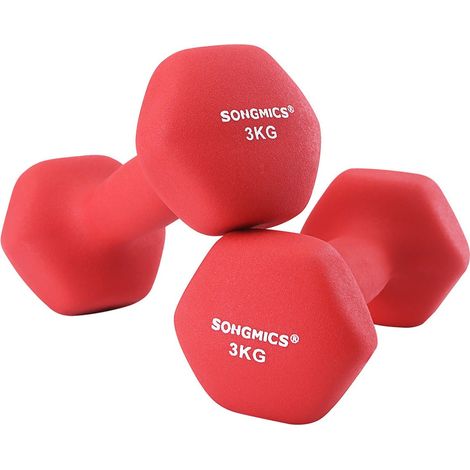 Juego de 2 mancuernas de 3 kg para fitness y musculación color rojo 120002018 (1/3)