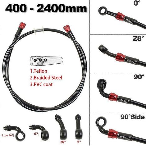 Durite de frein pour moto, quad et dirt bike, tressée en acier renforcé, pour freins, embrayage et embrayage, universelle, 400 mm. (1/5)