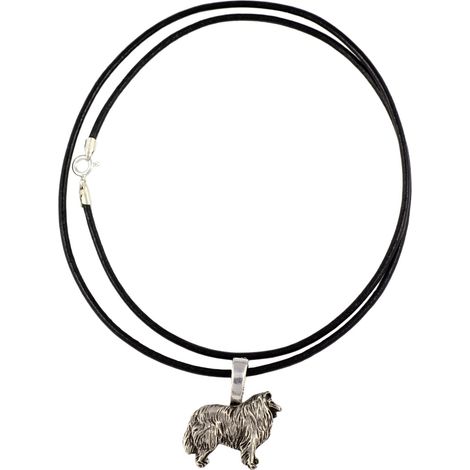 Collie a pelo lungo - collana con ciondolo placcato in argento per gli amanti dei cani, gioiello raffinato di Art-Dog (1/4)