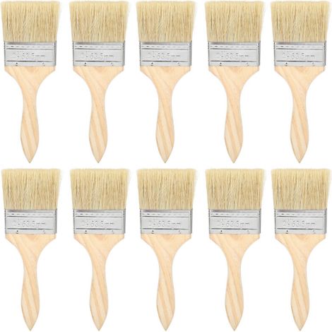 Lot de 10 pinceaux en laine artificielle de 6,35 cm (2,5 pouces) avec manches en bois pour peinture, colle, vernis (1/5)