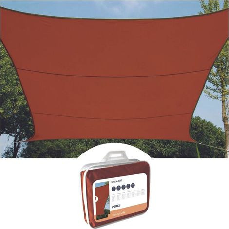 ACKERMAN – Voile d'ombrage carré 3,6 x 3,6 m terracotta, toile aérée 90 % UV, anneaux inox, usage permanent (1/5)