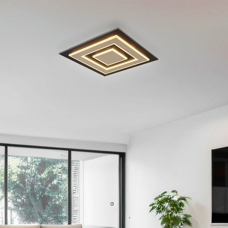 LED Deckenlampe Wohnzimmerlampe Schlafzimmerleuchte Deckenleuchte Panel Aufbau, MDF Kunststoff Metall, 40W 840lm warmweiß, LxBxH 48x48x5,2 cm