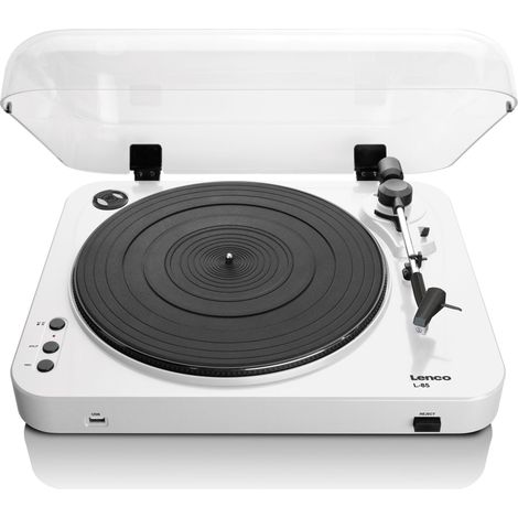 Tocadiscos USB, semiautomático, blanco, 33/45 RPM