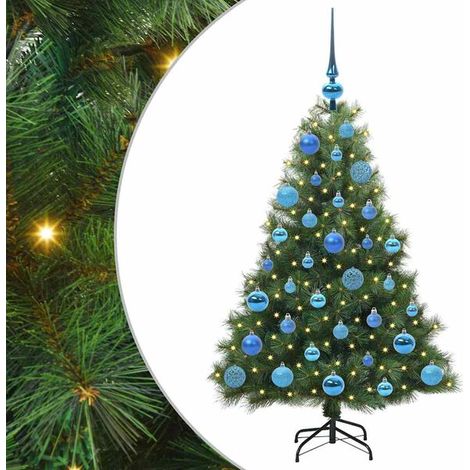 Sapin de Noël artificiel avec 150 lumières LED, vert, 120 cm, en PE et PVC. (1/5)