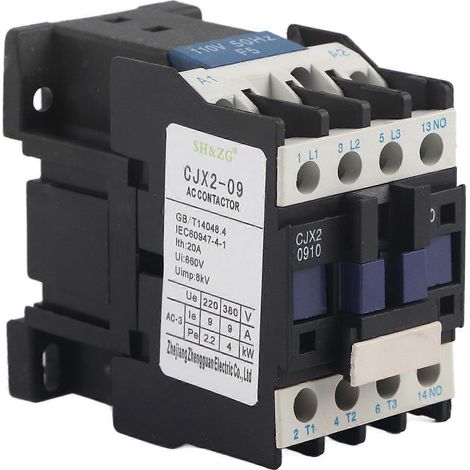 Wechselstrom-Schütz mit normalerweise offener Spule für Motorstromversorgung, Steuerung und Anzeigen, M5-Schraube, 9 A, 50 Hz, 110 V AC
