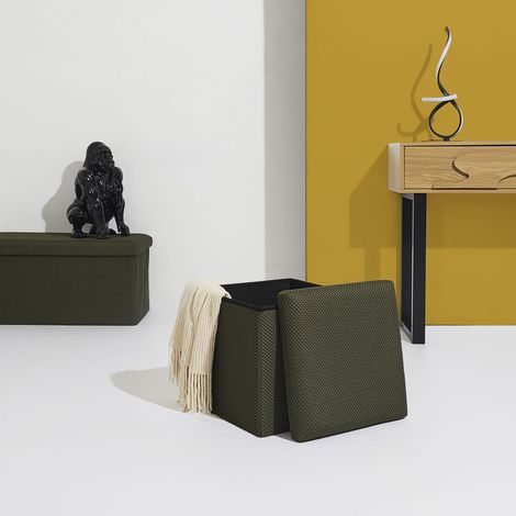 Coffre Pouf Pliable - HOME DECO FACTORY - Atome - Compact - Kaki (1/5)