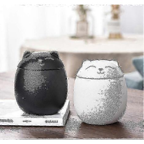 Katzen-Trauerurne – Handgefertigte Keramik-Gedenkurne für Haustiere, realistisches Design, 7,6 x 8,1 cm (1/2)
