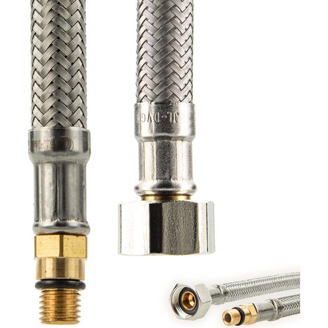 tecuro Sanitärarmaturen Anschlussschlauch M8x1 kurz - 3/8 ÜWM x 340 mm - KTW-A- DVGW