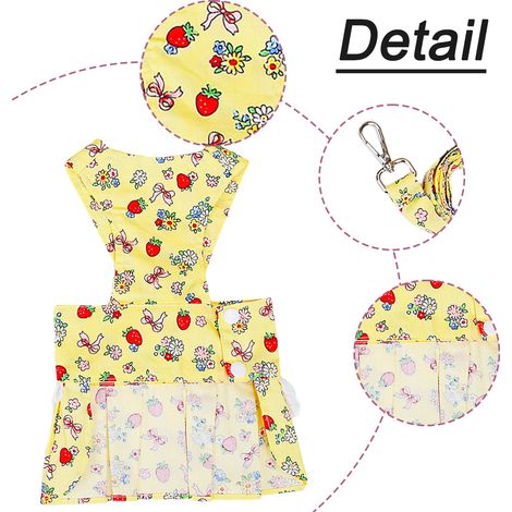 1 robe pour chien, harnais et laisse inclus, en coton, jaune, taille S à XL, pour chiens et chats de petite et moyenne taille (1/5)