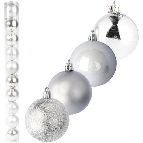 Set mit 10 Kunststoffkugeln, 6 cm, silberfarben (1/5)