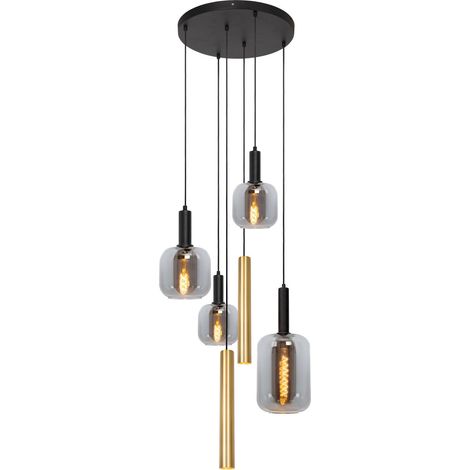 Lucide JOANET Tube - Pendelleuchten - Ø 65 cm - 4xE27 - Messing (1/4)