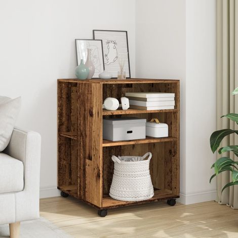 vidaXL Mesa auxiliar ruedas madera ingeniería envejecido 55x60x78 cm (1/5)