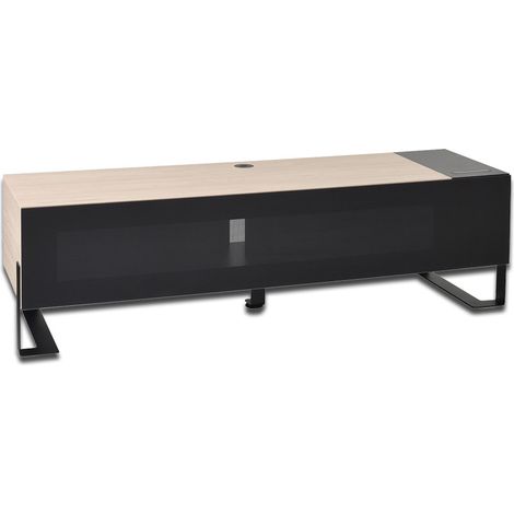 37600-ERARD NAGA 1600 TRAPPE - meuble TV fermé 1600 Nordic, structure acier et bois, porte abattante en verre sérigraphié (1/7)