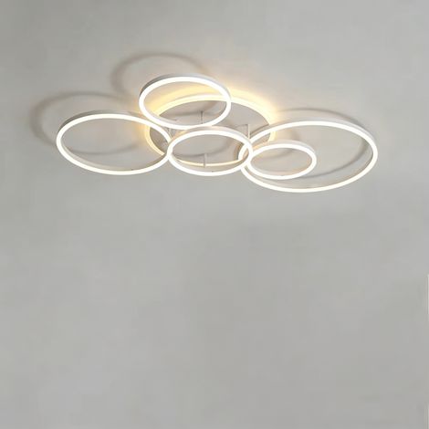 Lampe plafonnier LED acrylique anneau – 3 modes d’éclairage – usage intérieur salon et chambre,Blanc (1/5)
