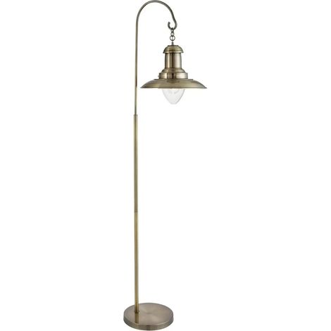 [NEUWERTIG] B-Ware Searchlight Stehlampe Stehleuchte Fisherman Metall Altmessingfarben E27 161 Cm