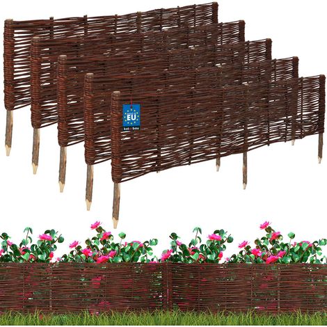 KOTARBAU® Lot de 5 Clôture Bois  - Bordure Jardin Extérieur - 120 x 30 cm - Bordure de Jardin en Osier à Planter - Marron - Cloture en Osier - Décoration Extérieure (1/5)