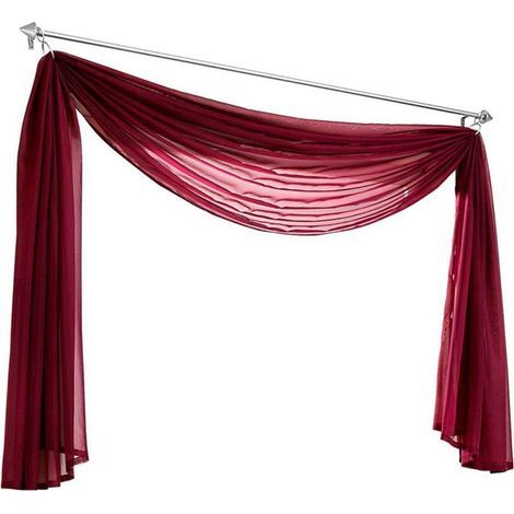 Juego de 1 cortina de voile transparente para dormitorio, sala de estar, boda, Burdeos, 140 x 400 cm (1/4)