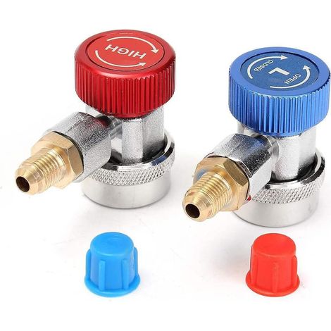 R134A AC Adapter, Adjustable Quick Coupler Connector 134A R-134A, 1/4" Fittings Works with Manifold Gauge Set (1/5)