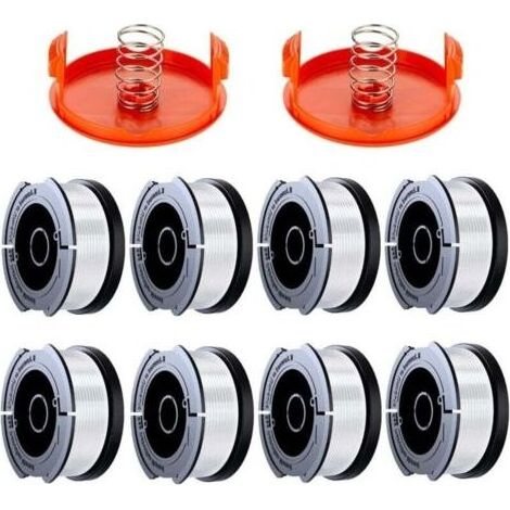 PA 8 Pack Bobine Fil Coupe Bordure Compatible avec Black et Decker Coupe Bordures, A6481 A6485 1.65mm Bobine de Fil Debroussailleuse(8 Fil Coupe Bordure,2 Couvercle,2 Ressort) (1/4)
